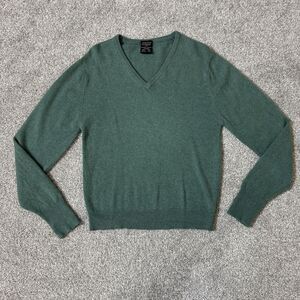 Vintage St Michael Sweater Mens Small Green 100% Cashmere V Neck Pullover Knit